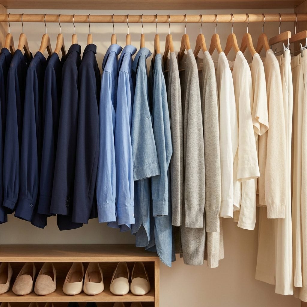Your Entire Wardrobe Lives in a Five-Color Range That Starts at Navy and Ends at Cream