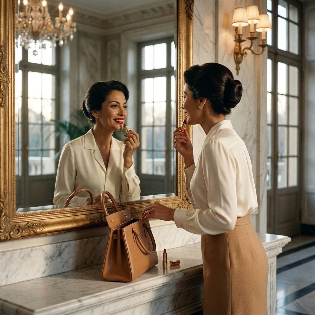 A Lipstick in a Gold-Tone Tube That Clicked Shut Like It Meant It