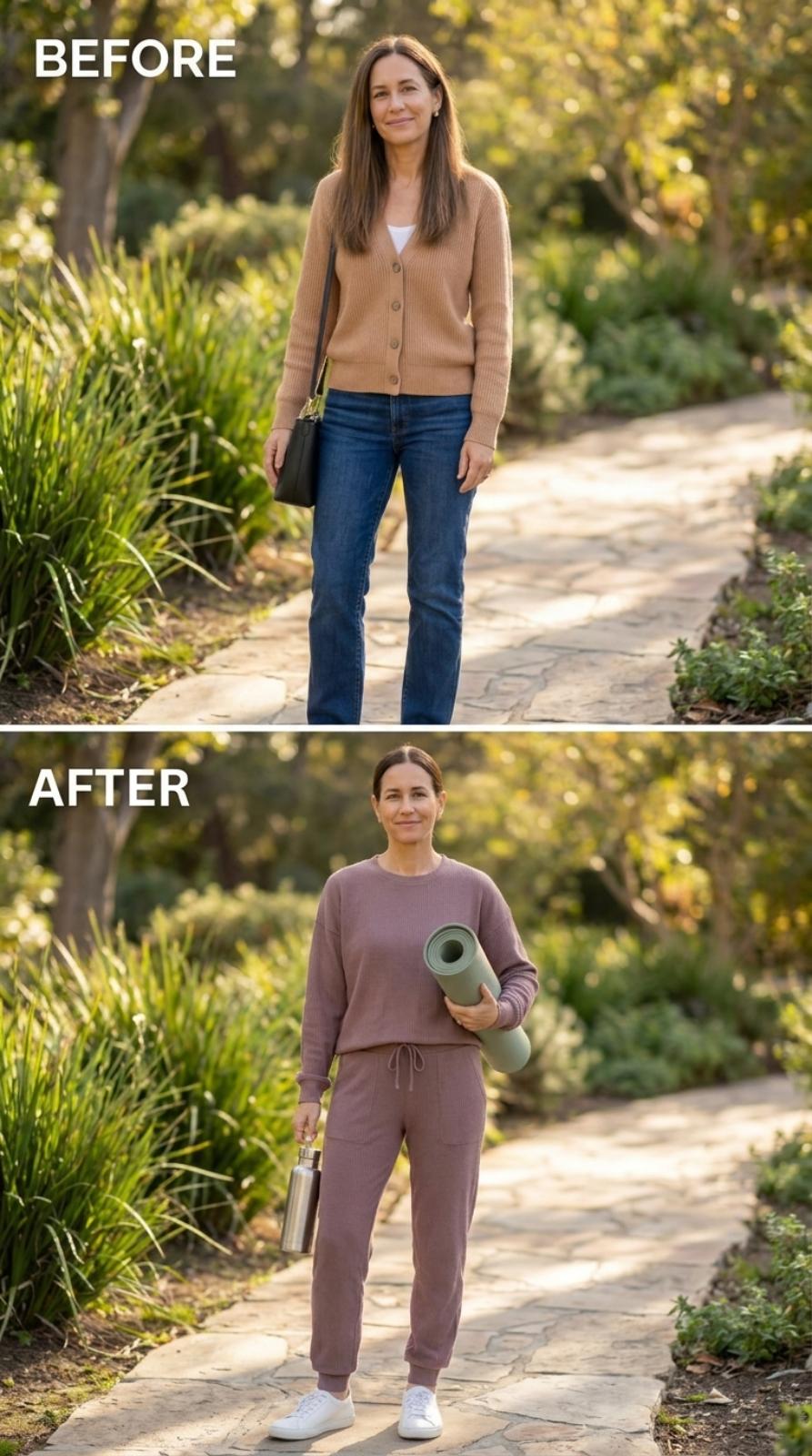 Mauve Sweats, a Yoga Mat, and the Garden Path That Finally Got a Real Reason to Exist