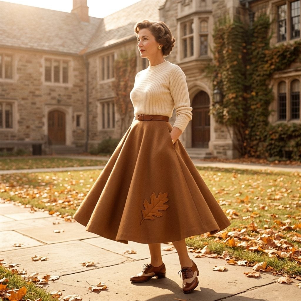 Lace-Up Oxfords With a Full Skirt: The Look That Said Both Smart and Sweetly Surprising