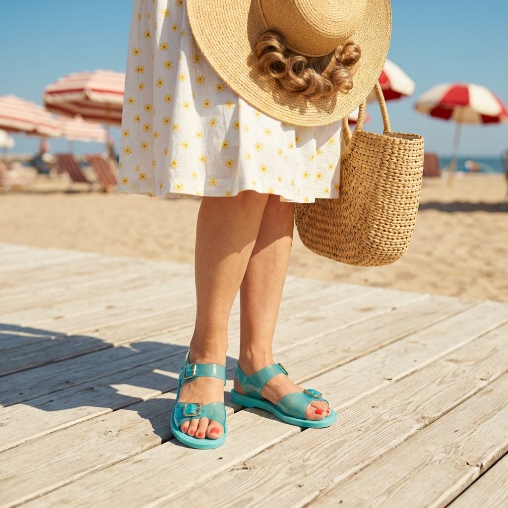 Clear Vinyl Beach Sandals in Colors That Screamed Summer