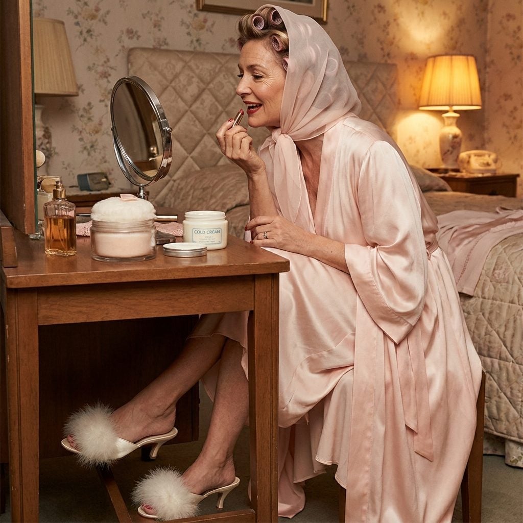 Angora-Trimmed Boudoir Slippers That Made Getting Ready Feel Like an Event Worth Dressing For