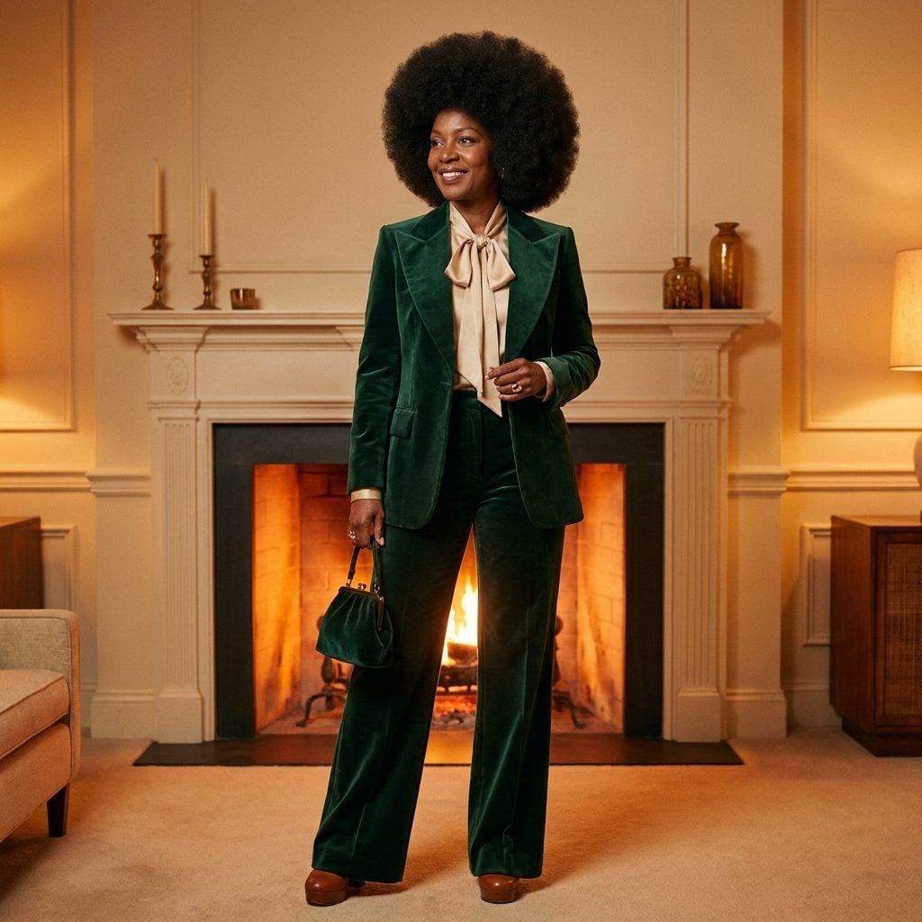 The Velvet Pantsuit That Made You Feel Like You Were Hosting Your Own Talk Show