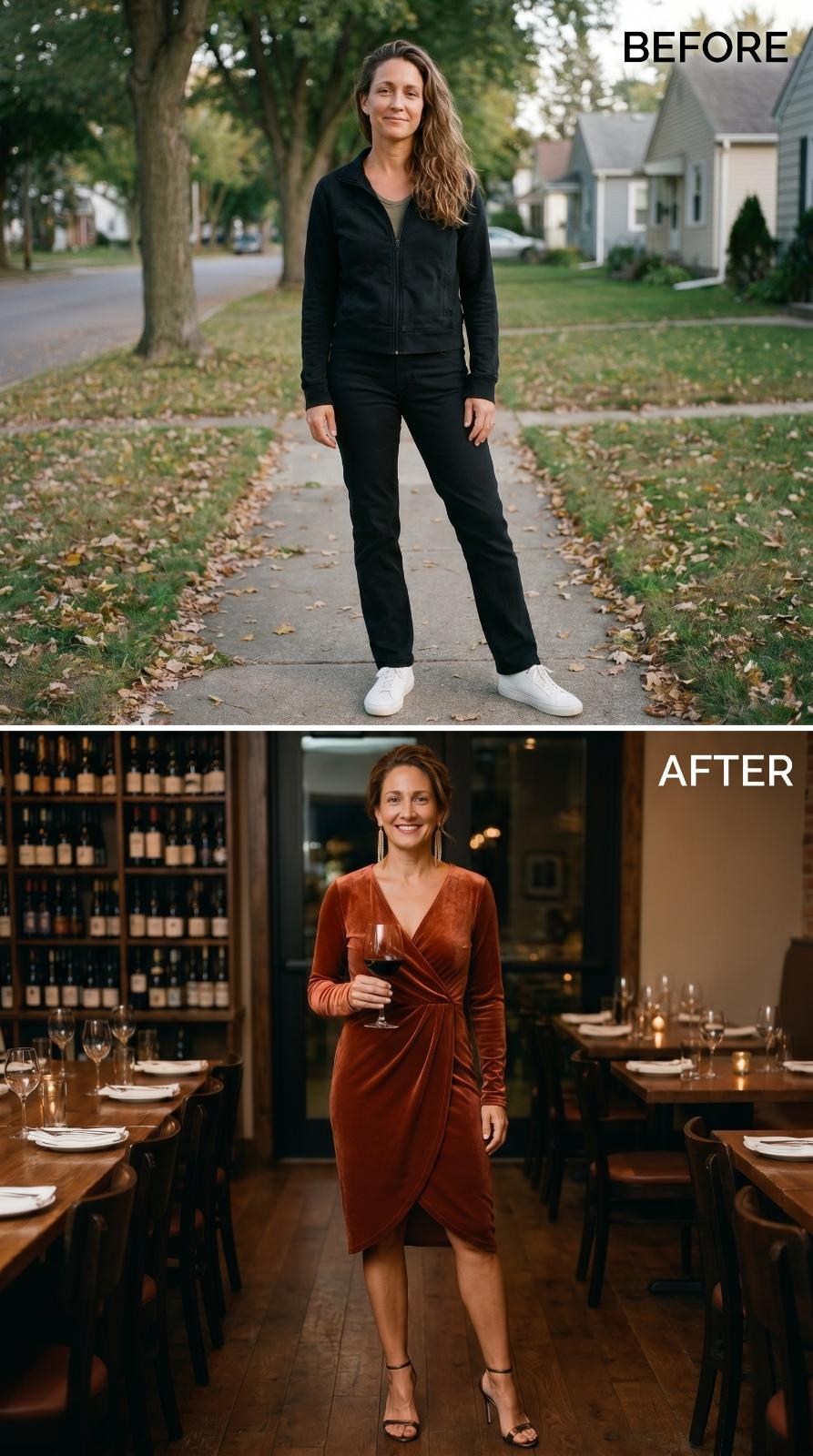 Burnt Orange Velvet, a Wine Bar With Good Lighting, and She Was Already at Ease