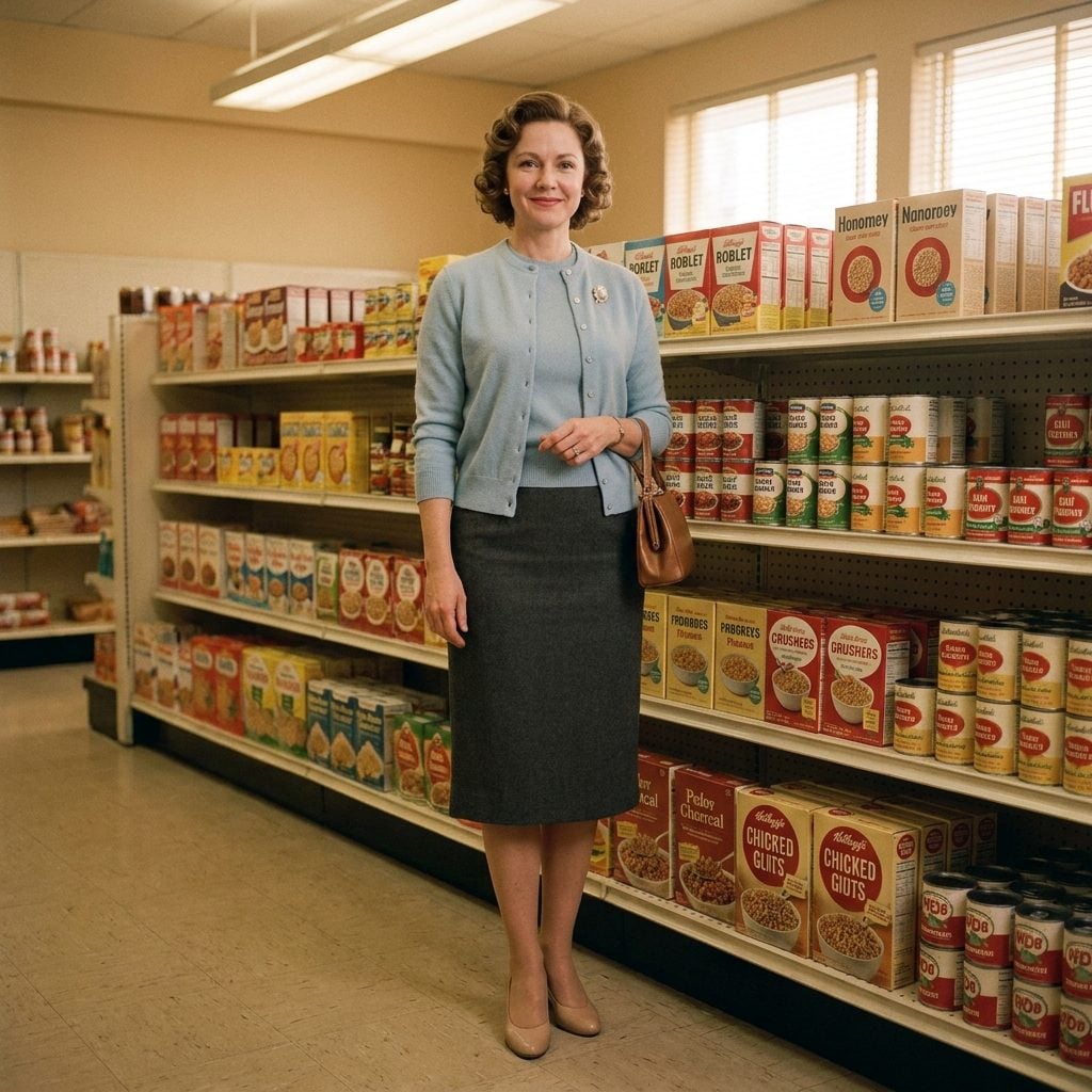 The Cashmere Twin Set You Wore to Buy Canned Peas Like It Was a Board Meeting