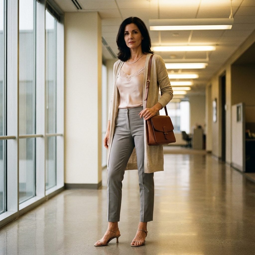 Cropped Cigarette Pants, a Camisole, and an Open Cardigan, Business Casual's Most Chaotic Era