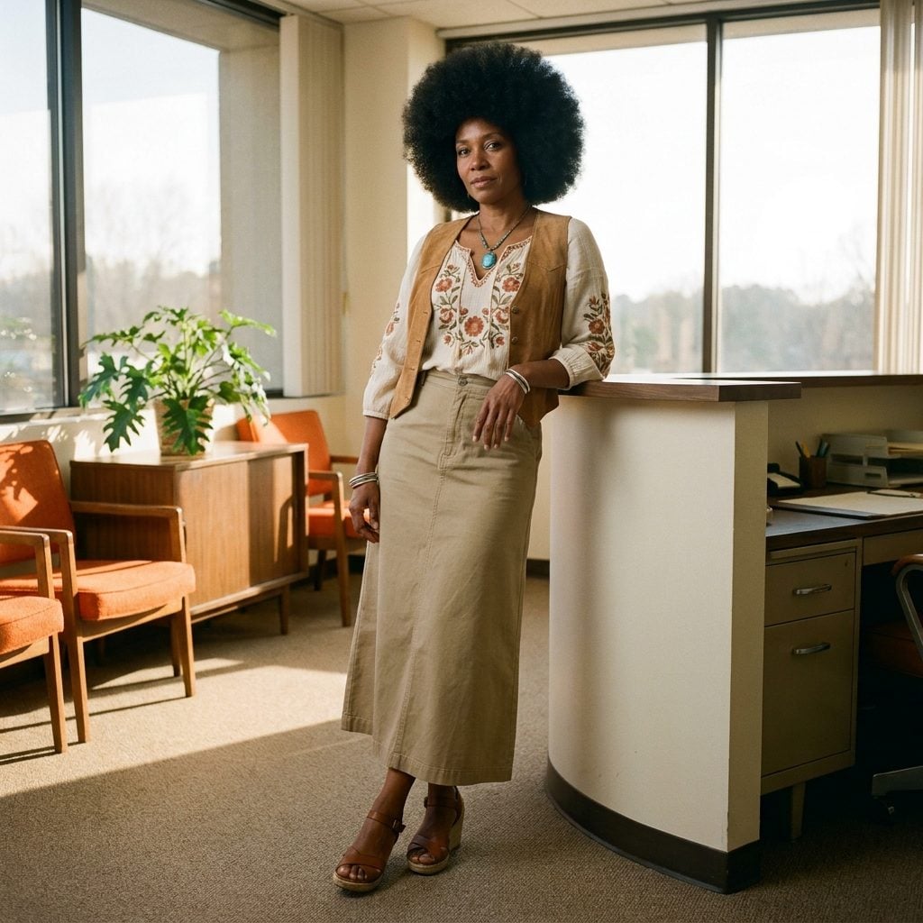 That Cream Gauze Blouse Under a Suede Vest, Because Apparently We All Worked on a Ranch in 1974