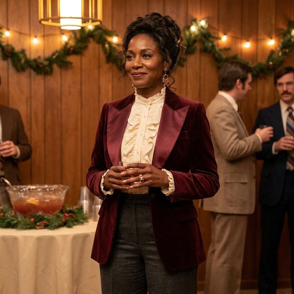 The Burgundy Velvet Blazer With Satin Lapels That Made Every Holiday Party Feel Like a Film Premiere