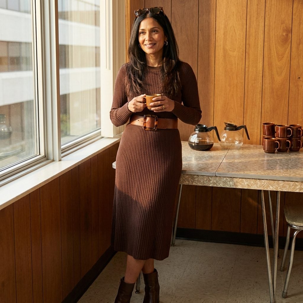 The Chocolate Brown Knit Dress With the Chunky Tortoiseshell Belt Buckle That Weighed More Than Your Lunch