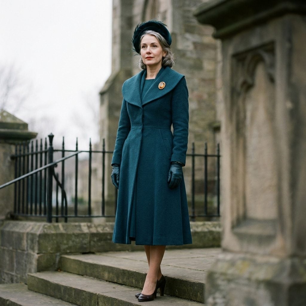 The Deep Teal Coat, the Feathered Hat, and the Topaz Brooch That Held the Whole Look Together