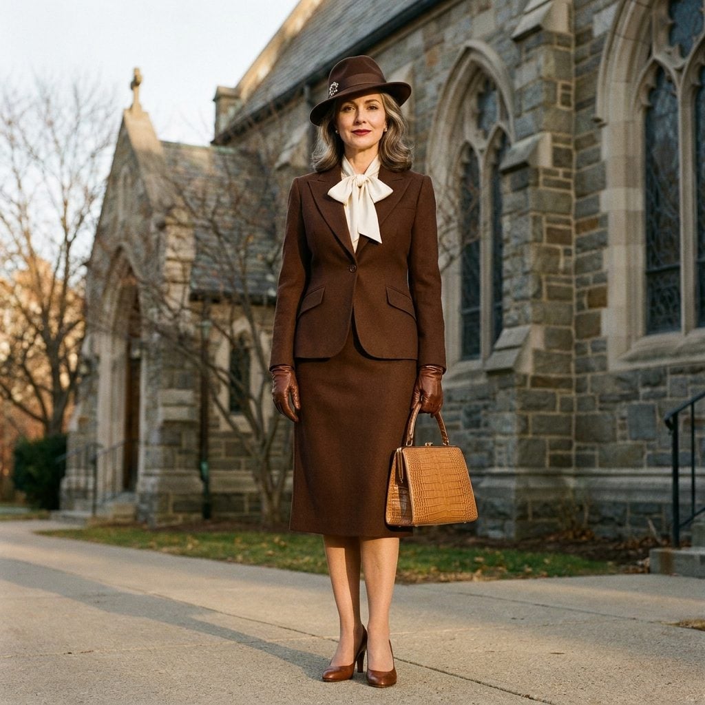 Chocolate Brown, Alligator Leather, and a Rhinestone Pin: The Suit That Closed the Season
