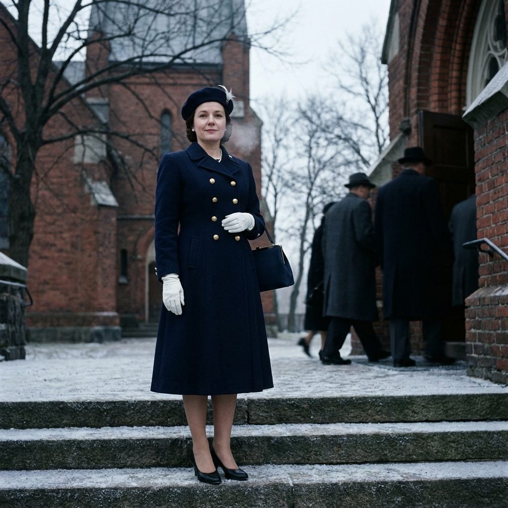 The Navy Coat-Dress That Didn't Soften for the Cold or for Anyone