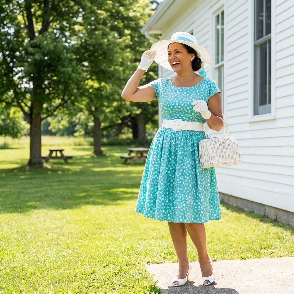 The Turquoise Floral Sunday Dress That Was Built for a Church Picnic and Absolutely Knew It