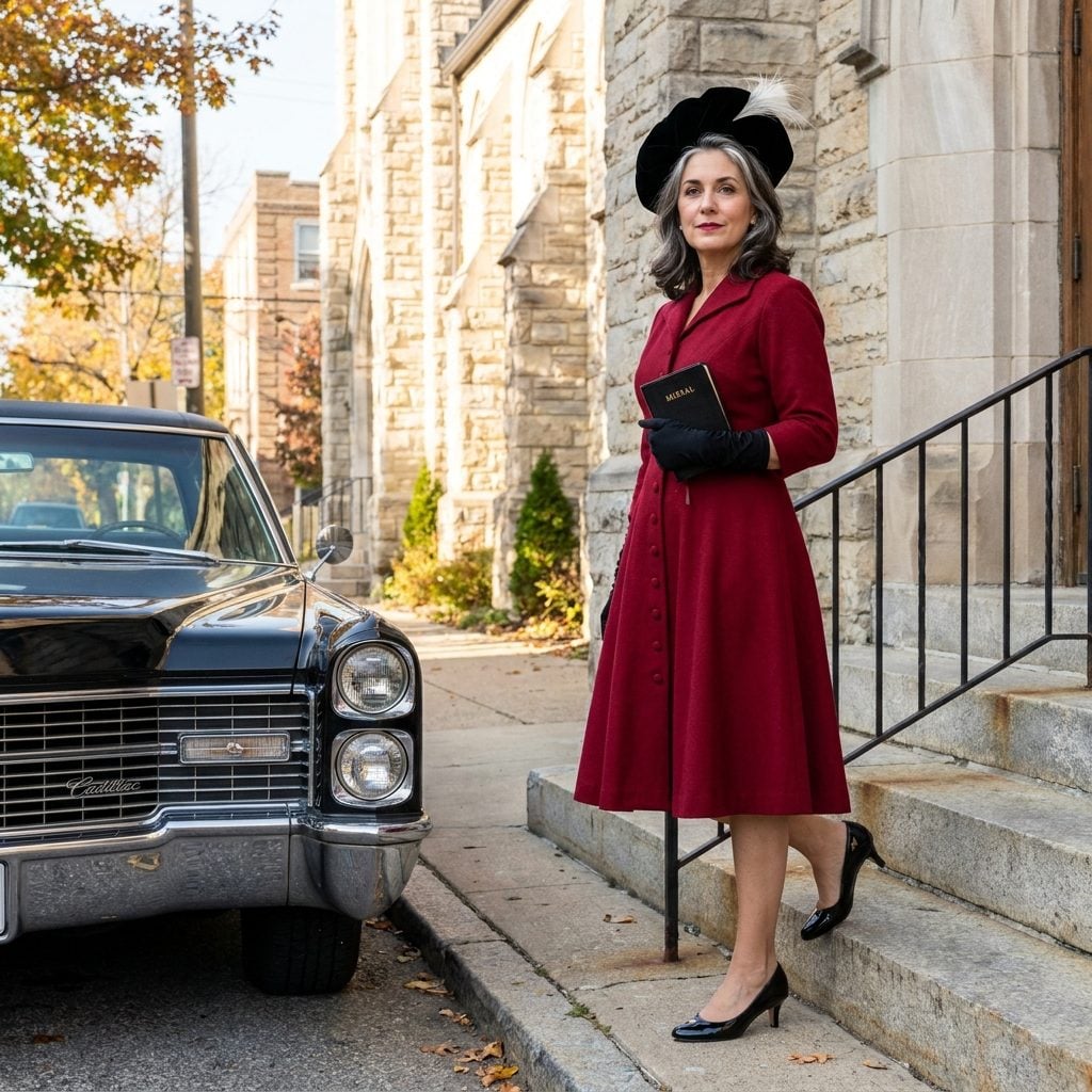 The Deep Ruby Wool Dress That Walked Out of Church Like It Owned the Parking Lot