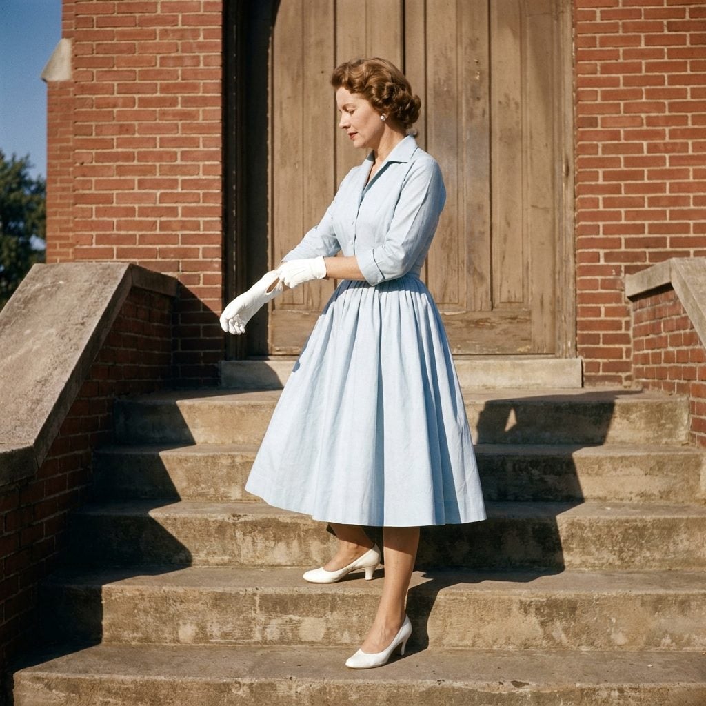 The Pastel Blue Shirtwaist in 1954 That Was Just a Tuesday for Her, and Yet