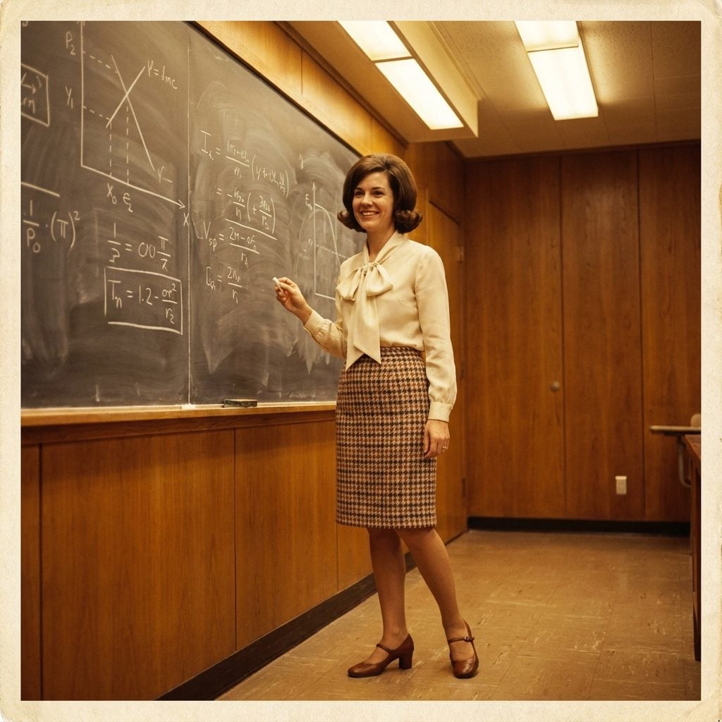 The Bow-Neck Blouse and Tweed Pencil Skirt That Was Every Ambitious Woman's Quietly Defiant Uniform