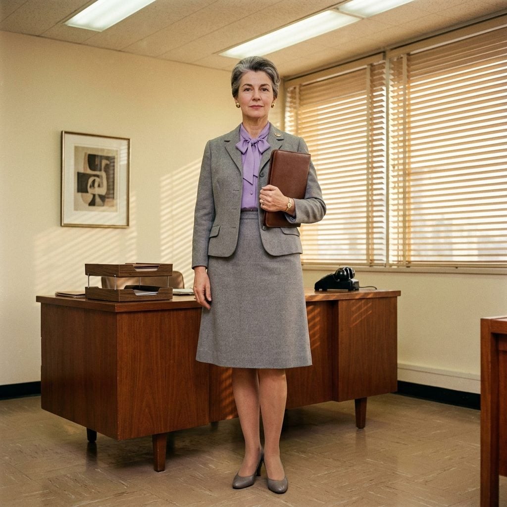 The Dove Grey Skirt Suit With a Lavender Blouse, the Outfit That Said 'I Have Been Here Longer Than Your Manager'