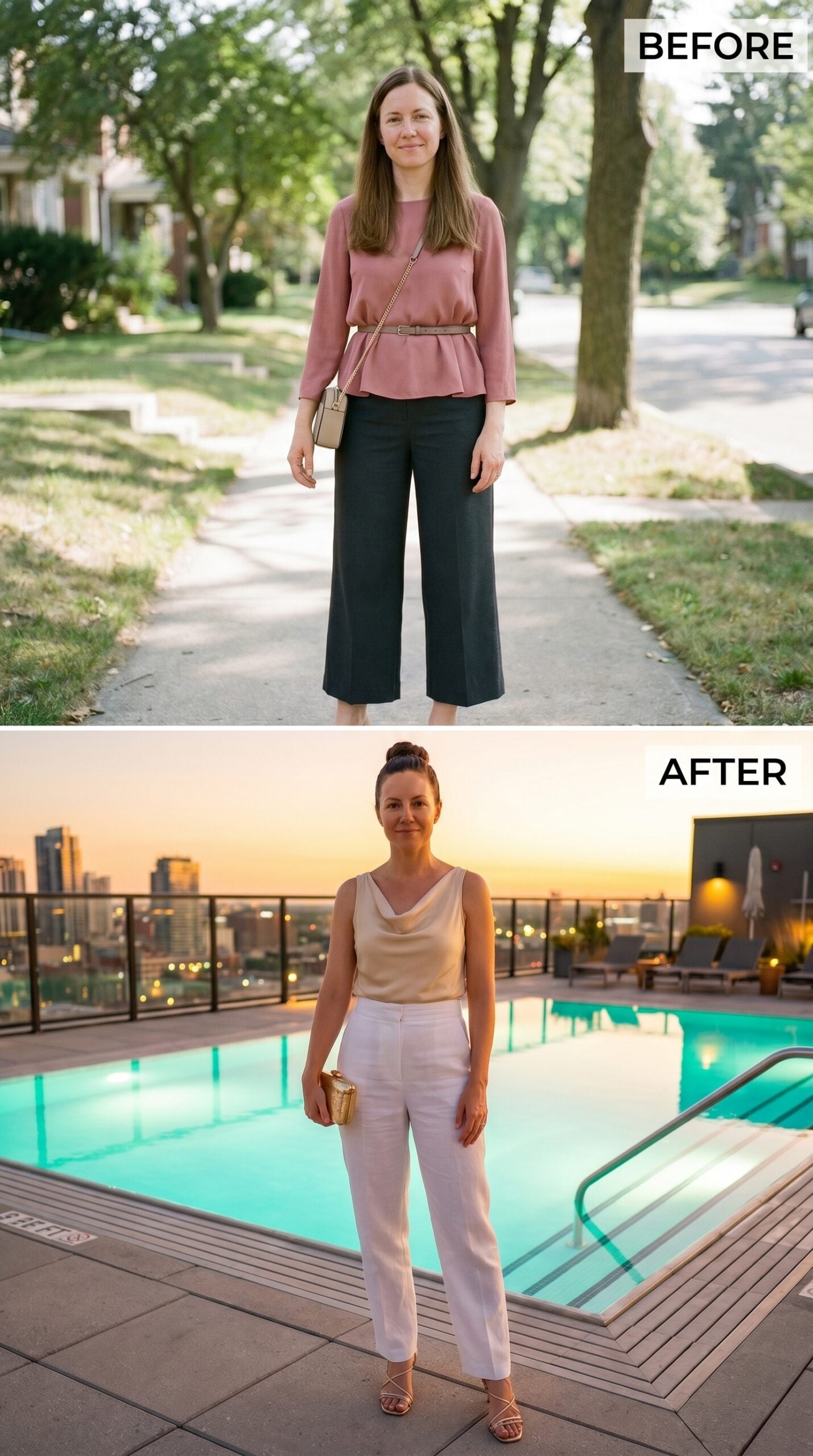 Gold Clutch at Sunset and She Looked Like She'd Planned It That Way