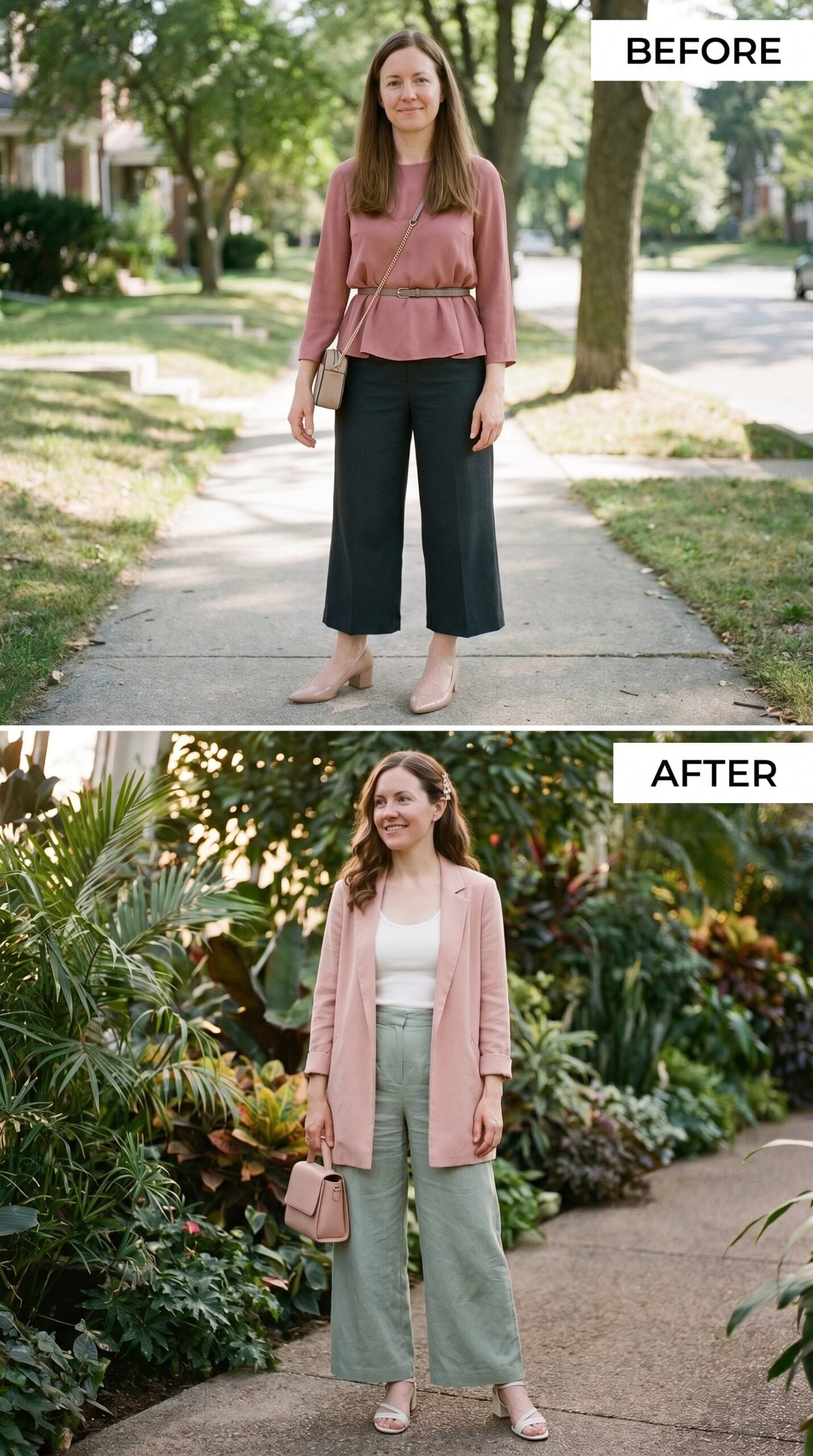 Pink Blazer, Sage Trousers, and Finally Dressing Like She Meant It