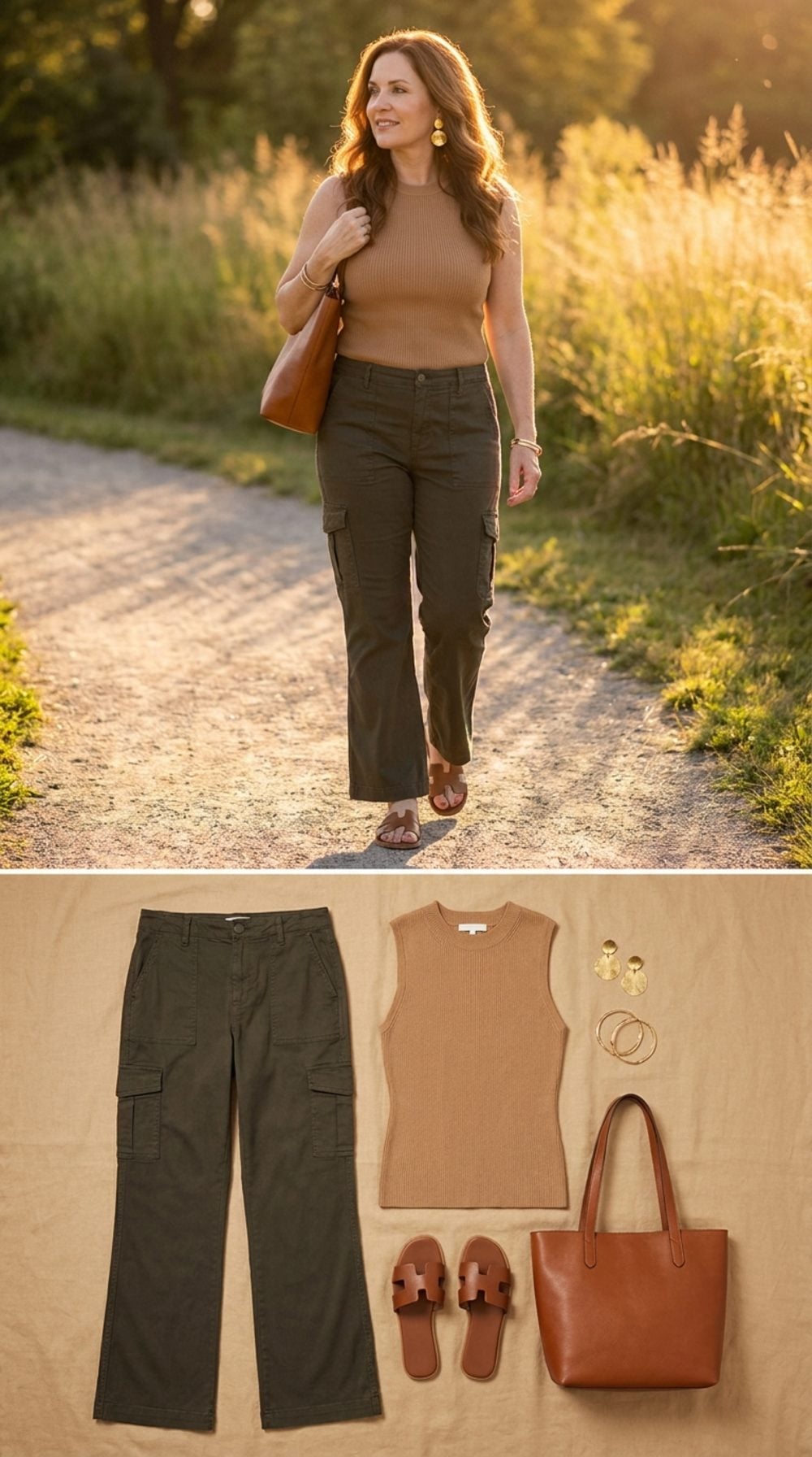 Dark Olive Cargo Pants in Golden Hour Light: How Earth Tones Turn Utility Into Something Almost Poetic