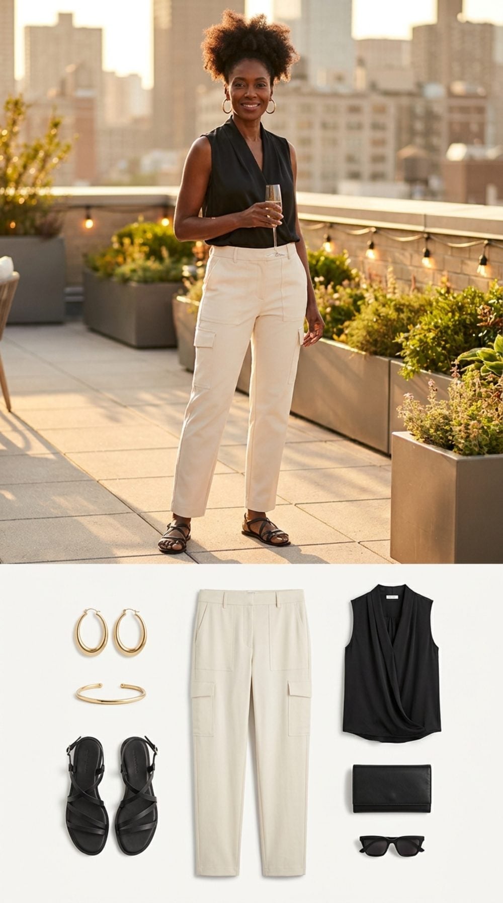 Cream Cargos with a Silk Blouse Are the Rooftop-Ready Outfit Nobody Predicted