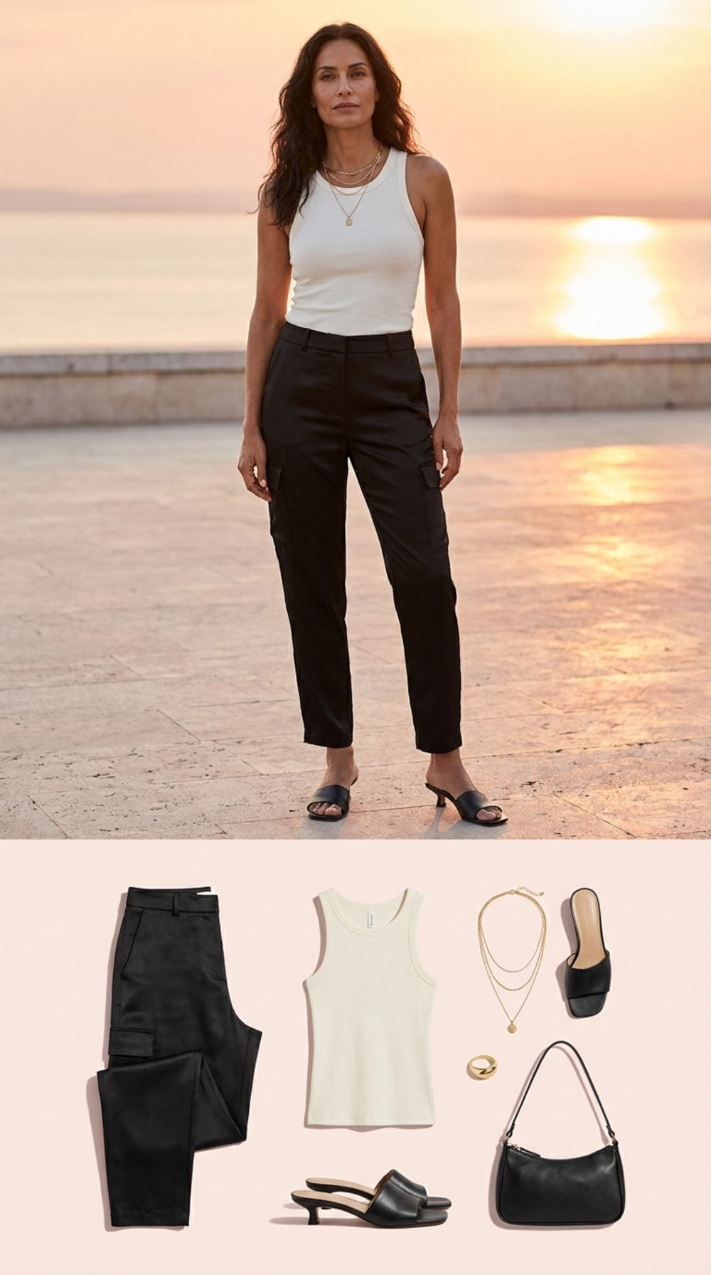 Black Satin-Finish Cargos at Sunset Prove This Pant Has a Dressed-Up Setting