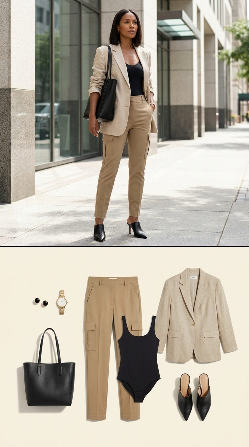 Tailored Khaki Cargos Under a Linen Blazer Are the City Outfit That Shuts Down the Debate