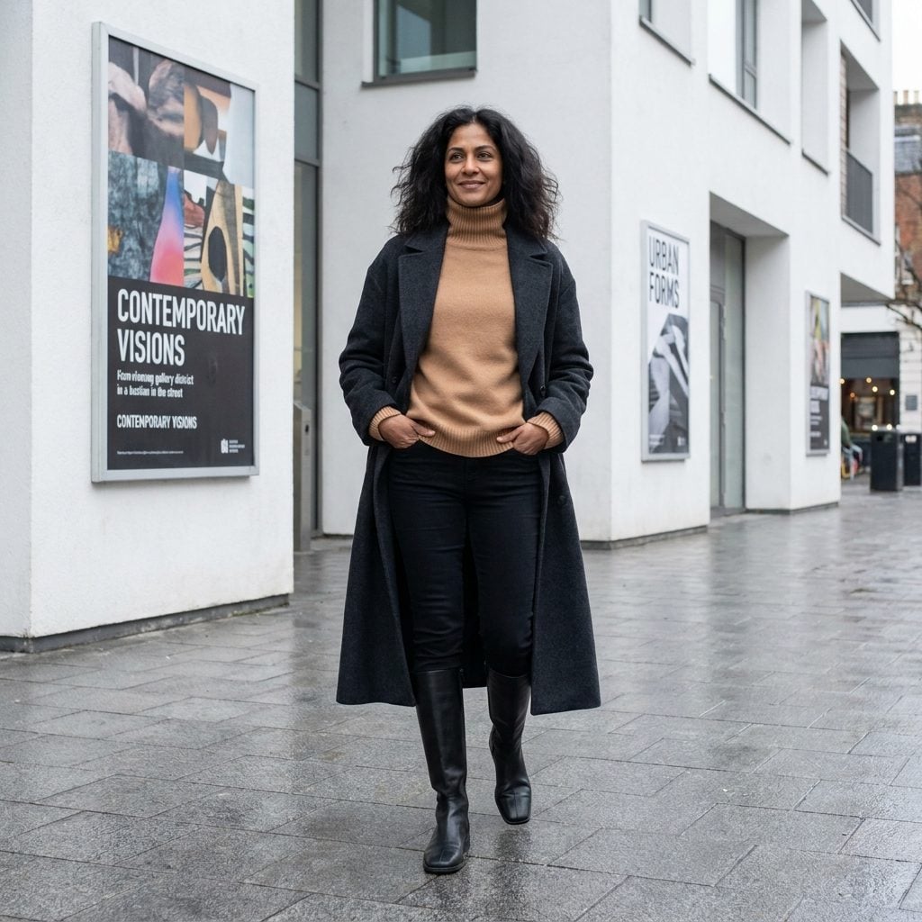 Flat Boots, A Long Coat, and Zero Heel: The Proof That Height Is Not a Requirement