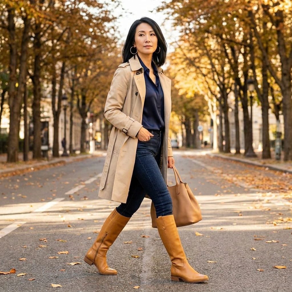 The Tan Boot and Trench Coat Combination Has Been Correct Since Forever, And It Still Is