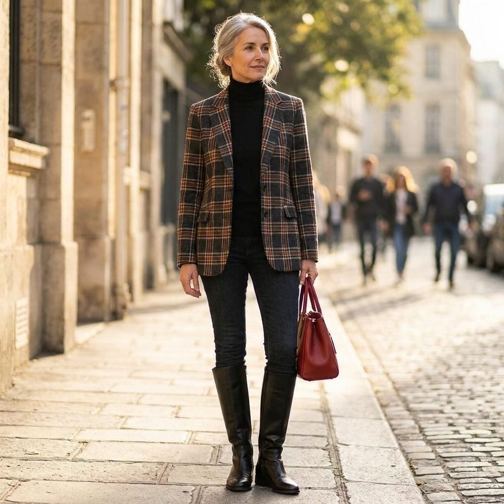 The Plaid Blazer Does the Heavy Lifting, The Boots Just Finish the Job