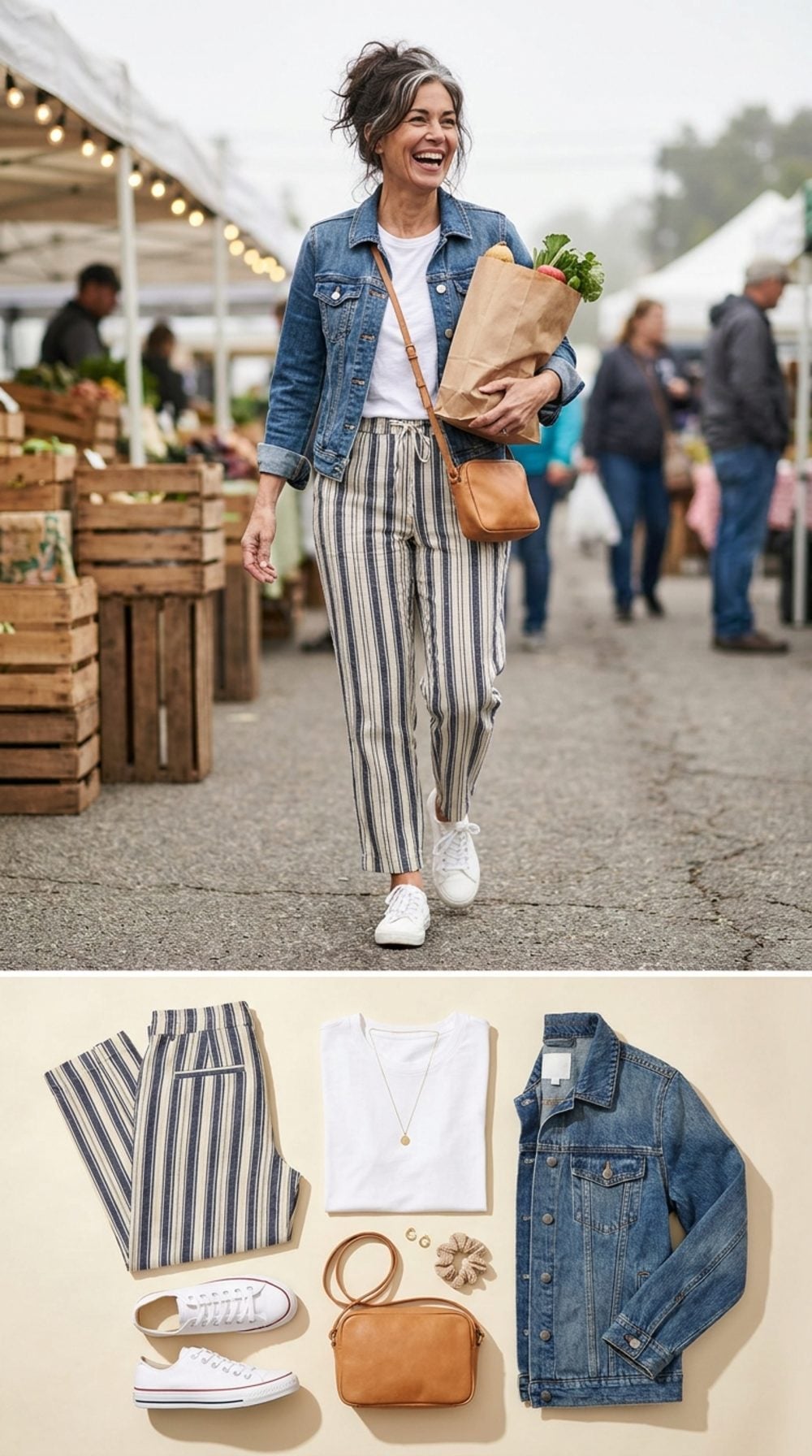 Striped Linen, a Denim Jacket, and the Weekend Uniform That Actually Works