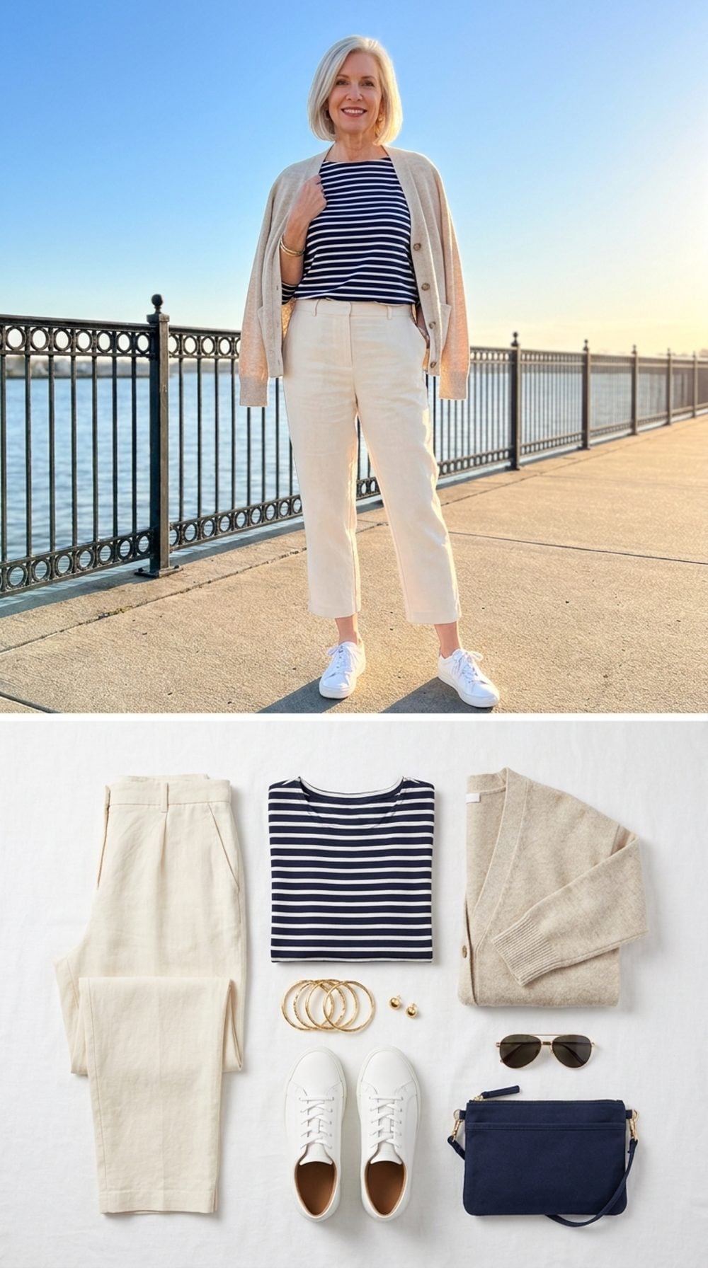 Breton Stripes and Cream Cropped Linen on the Promenade