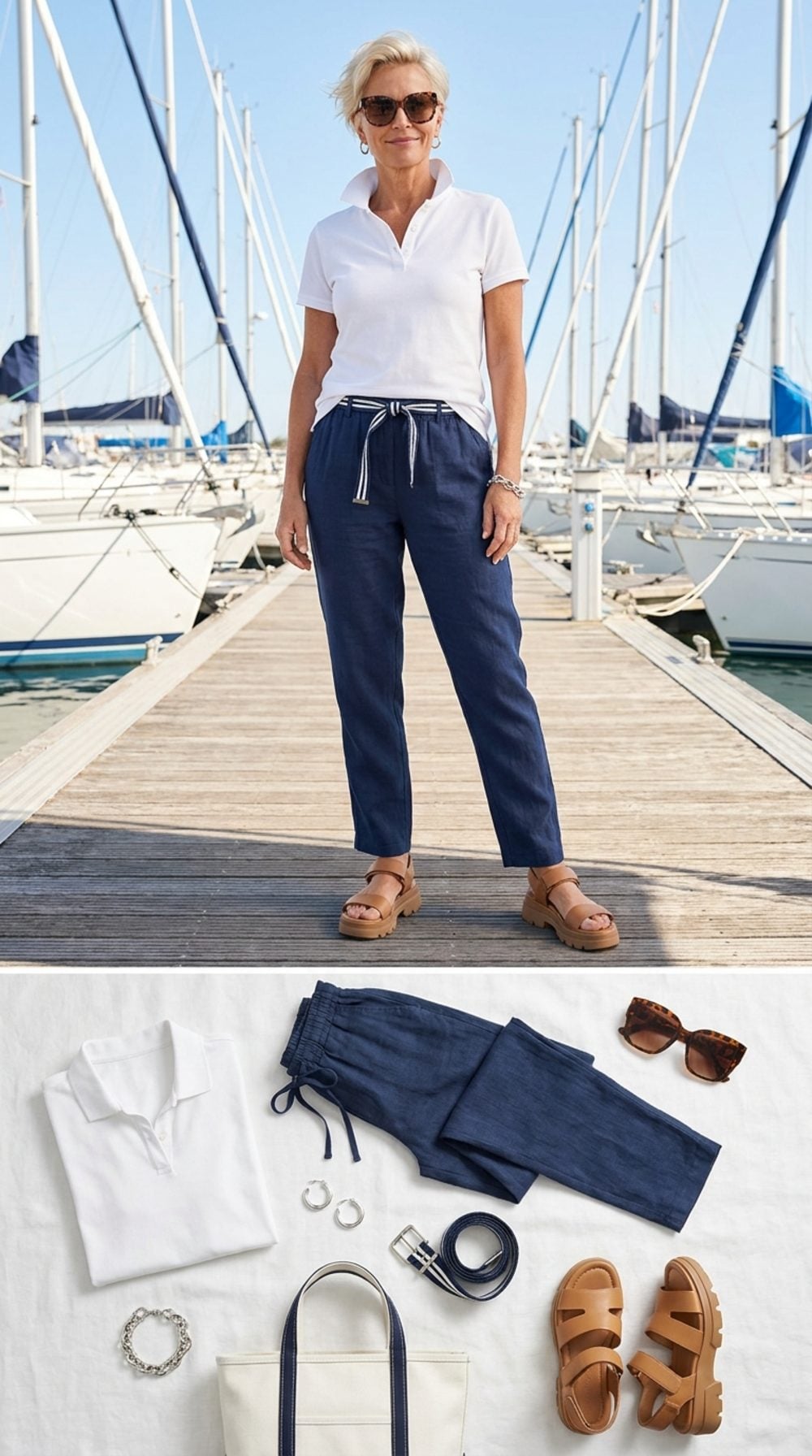 Navy Linen Drawstrings and a White Polo: Sporty Restraint That's Harder Than It Looks