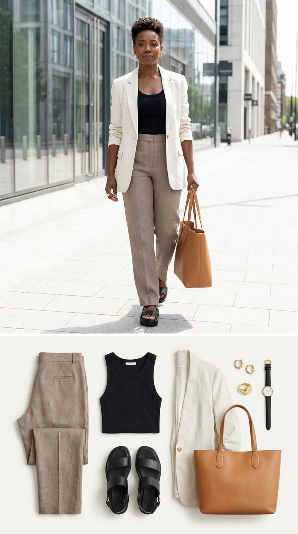 Taupe Linen Under an Ivory Blazer, or How to Look Like You Run Something