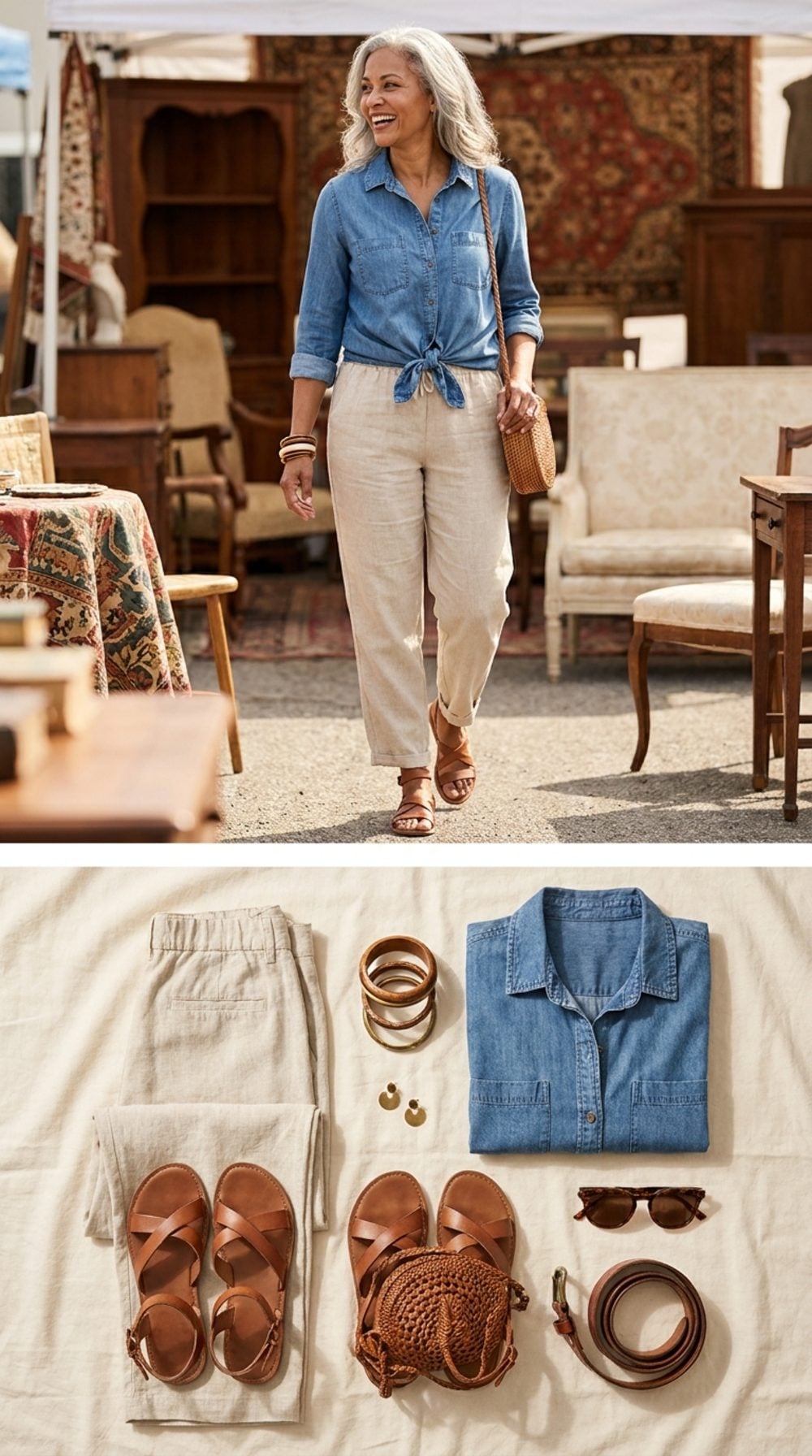Natural Flax Linen and a Chambray Tie-Waist for the Woman Who Doesn't Overthink It