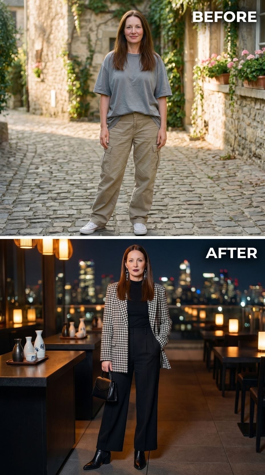 Houndstooth Blazer, City Lights, and What Comfort Looks Like With a Point of View