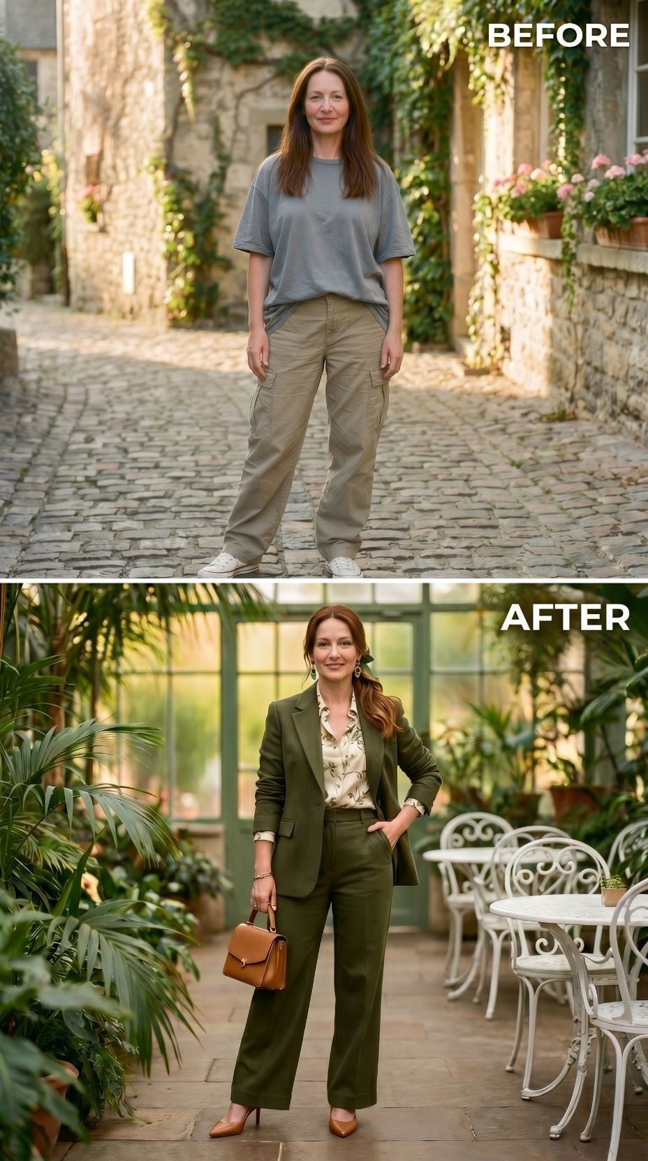 Olive Suit in a Greenhouse and Why Fitted Finally Won