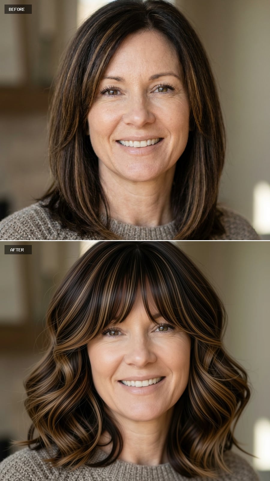 Curtain Bangs, Caramel Ribbons, and Waves That Put Volume Exactly Where It Counts