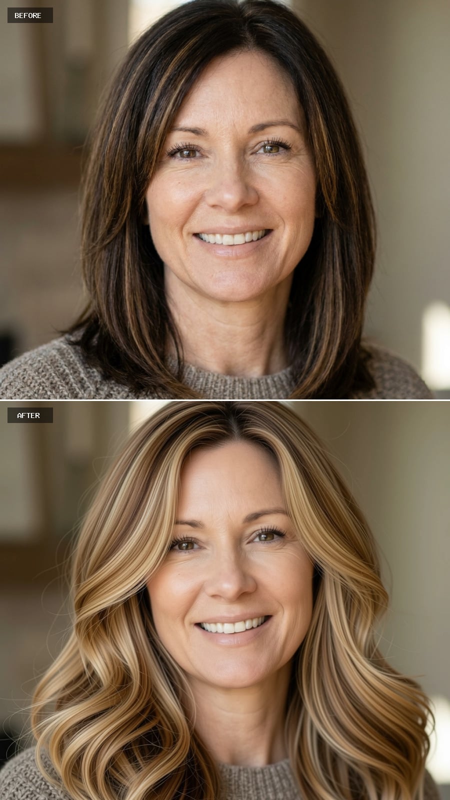 Brunette Bob to Blonde Waves: Length and Light Working the Same Shift