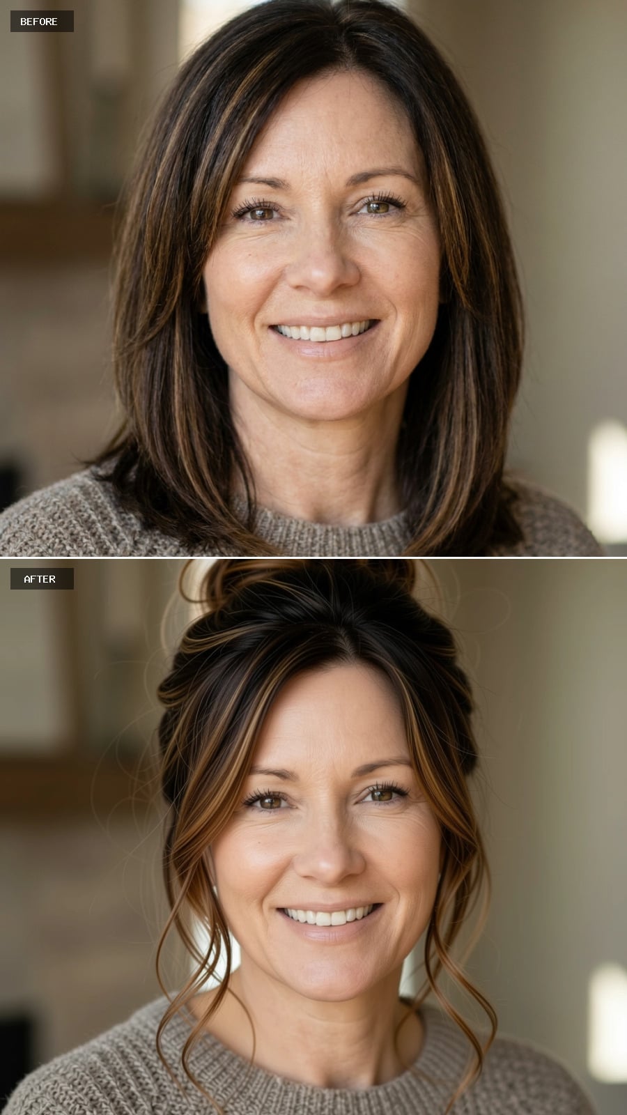 Messy Updo, Caramel Face-Framing, and What Happens When You Stop Hiding the Hairline