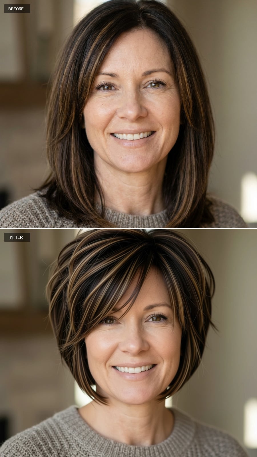 Dark Base, Caramel Highlights, and Why Cutting to a Bob Changed Where the Color Lives