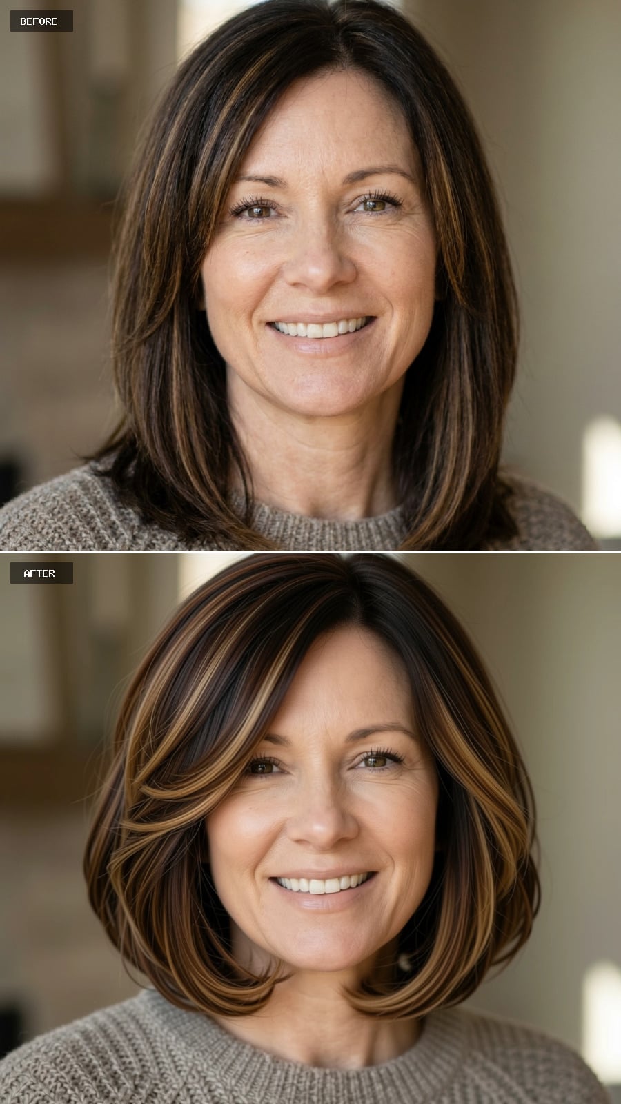 Caramel Ribbons, a Rounder Bob Shape, and How Color Placement Finally Gets Room to Curve