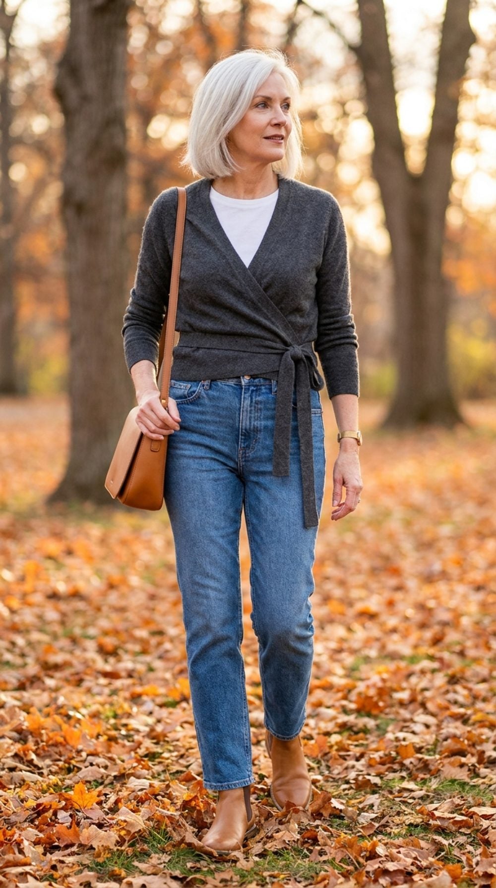 Charcoal Cashmere in October: Tying a Wrap Cardigan Like You Mean It