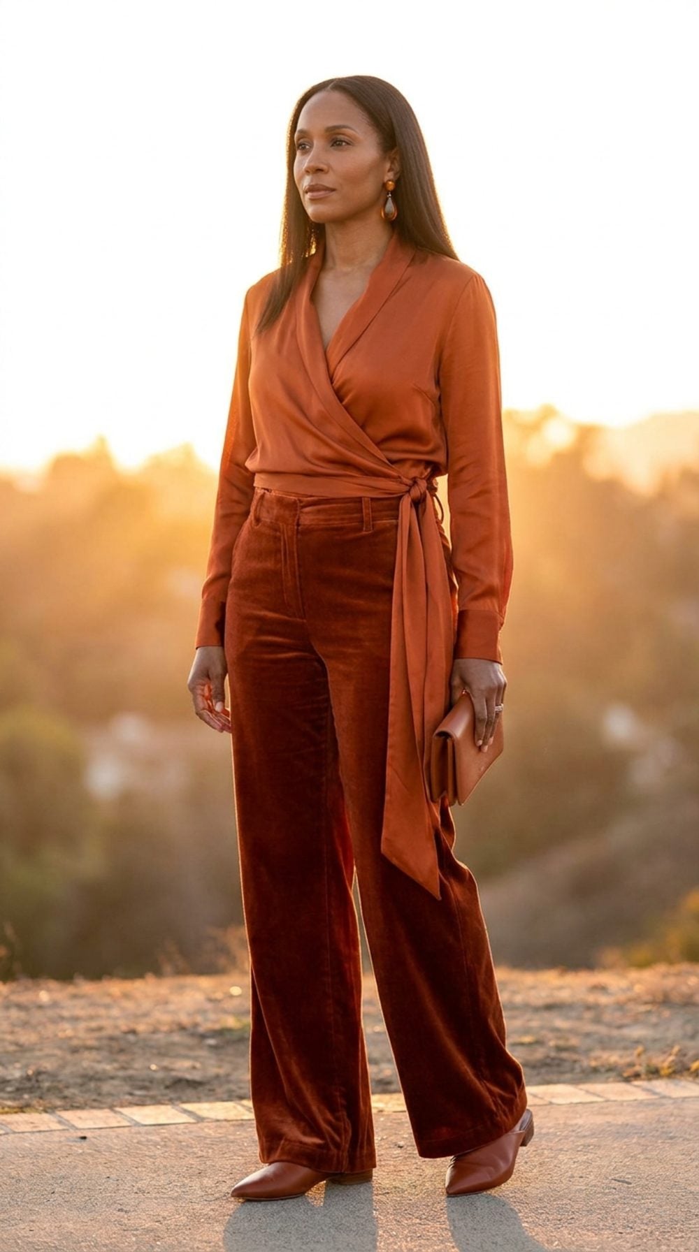 Rust and Sienna at Golden Hour: The Monochromatic Wrap That Photographs Like a Dream
