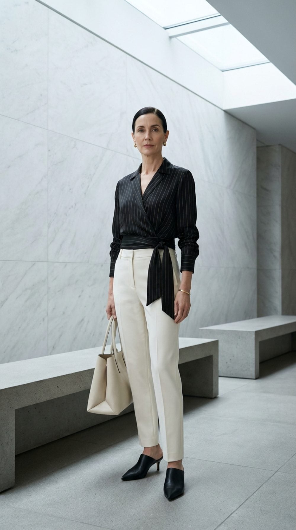 Black Silk with Gold Pinstripes: The Minimalist Power Move Nobody Expects from a Wrap Top
