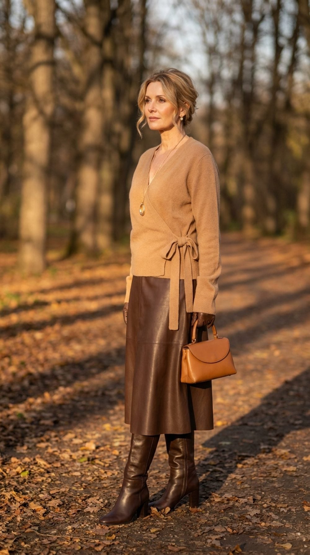 Camel Cashmere in Low Light: The Wrap Sweater That Works Harder Than It Looks