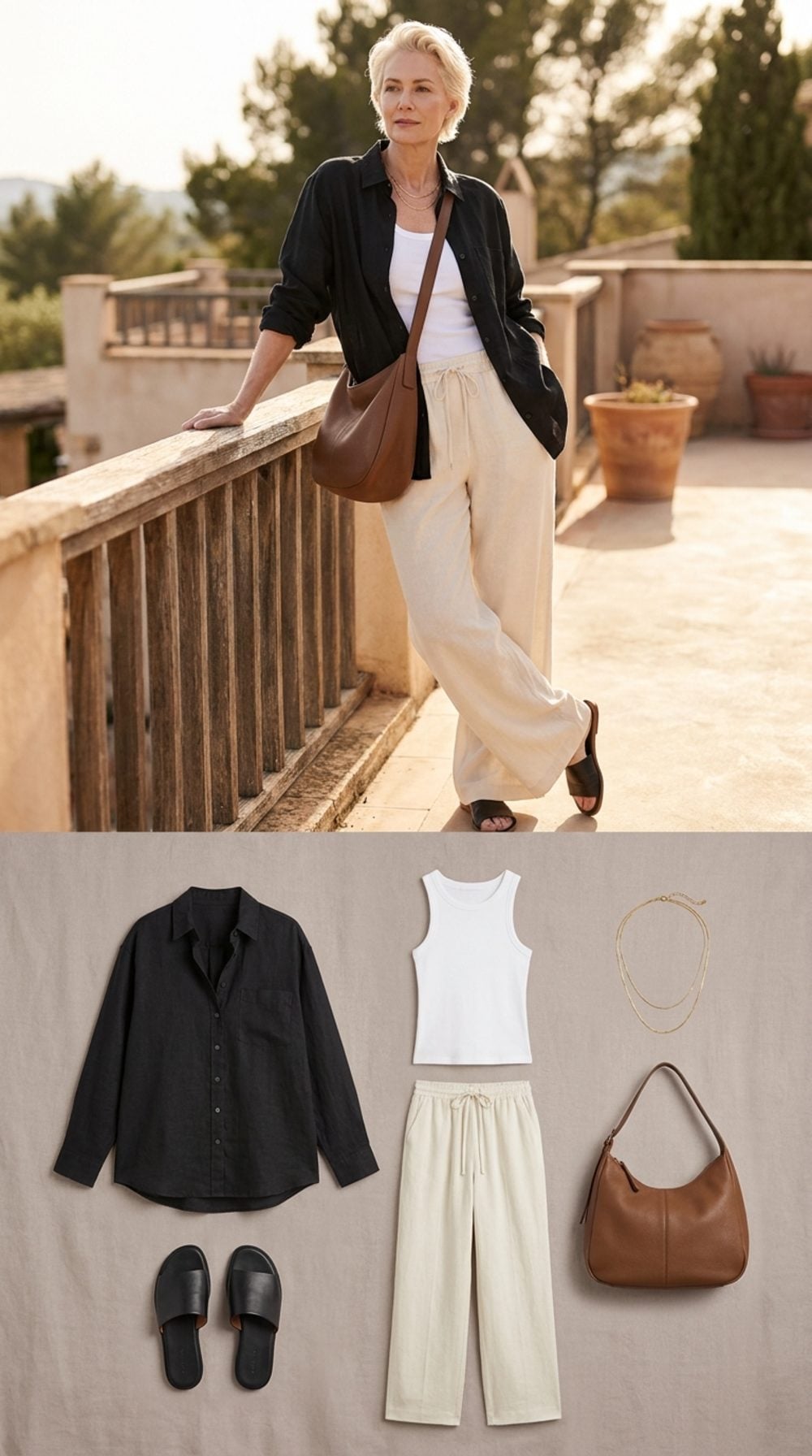 Black Linen Open Over White and Cream: How Three Neutrals Build a Whole Mood