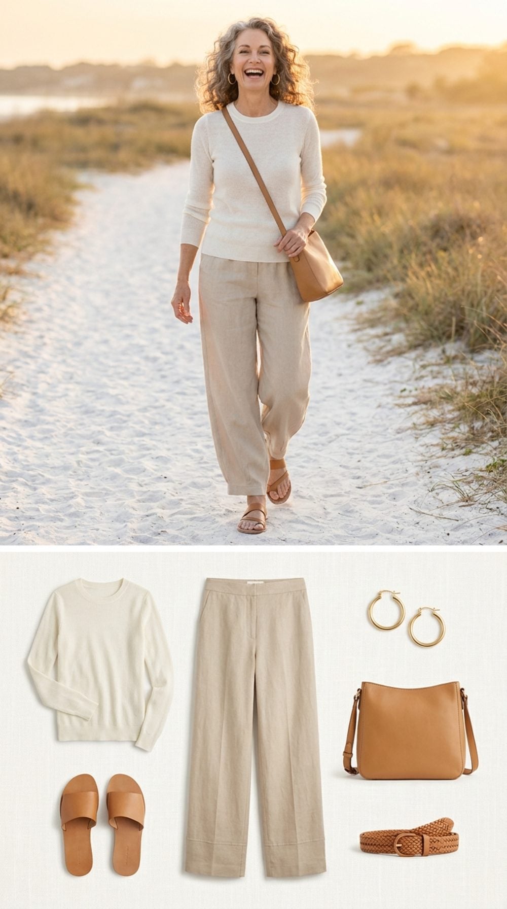 Ivory Knit and Beige Linen Pants: The Two-Piece Combination That Needs Absolutely Nothing Else