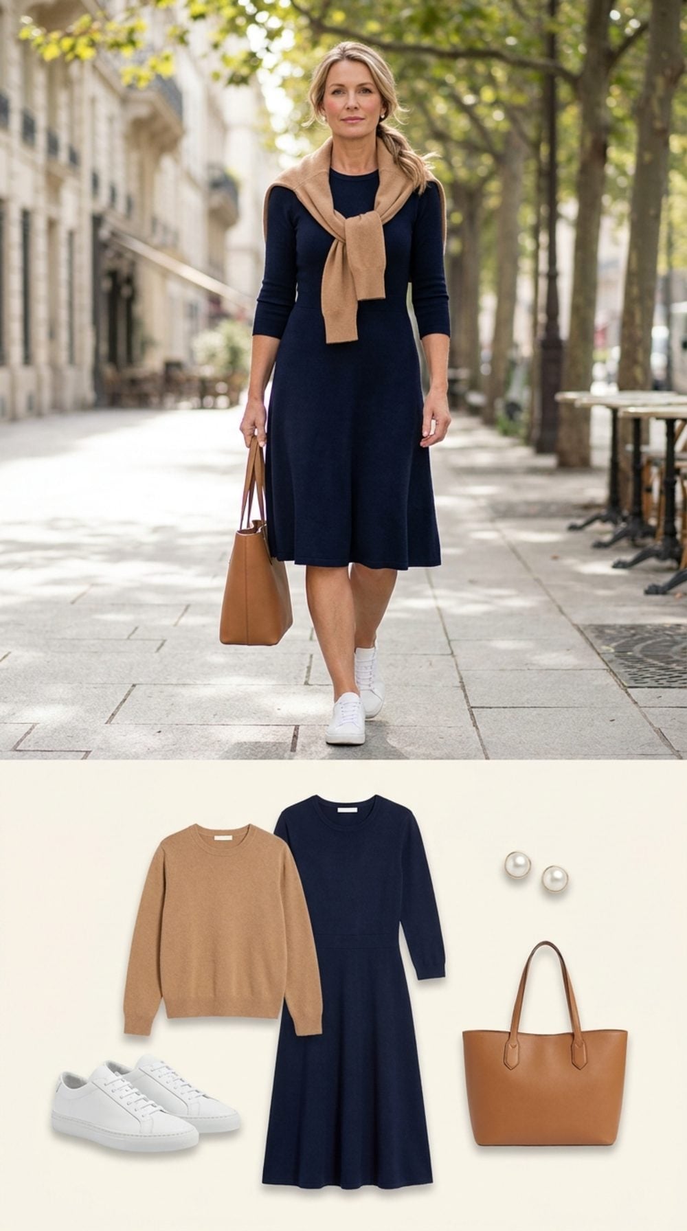 The Navy Knit Dress That Packs in a Tote and Still Looks Like You Tried