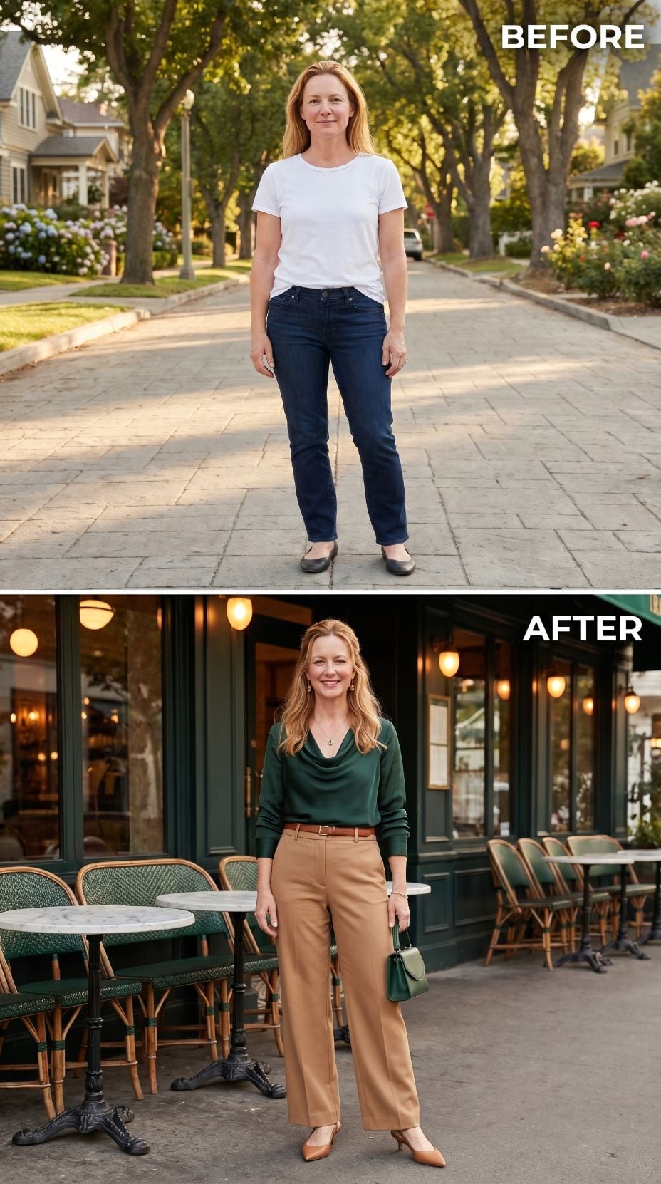 Wide-Leg Trousers and a Cowl Neck Walk Into a Bistro